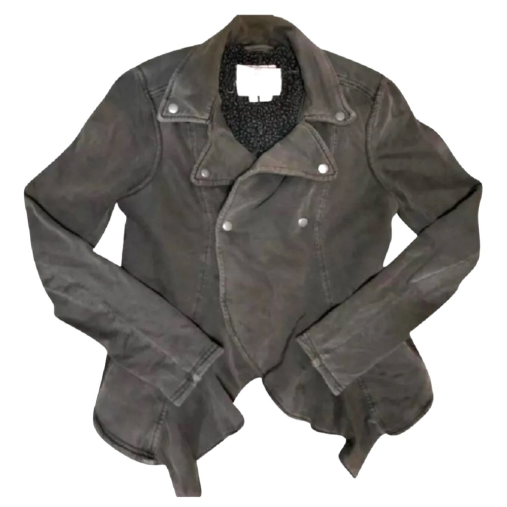 $198 Anthropologie Moto Medium 6 8 Jacket Sherpa Fleece Lined Breathable Cotton